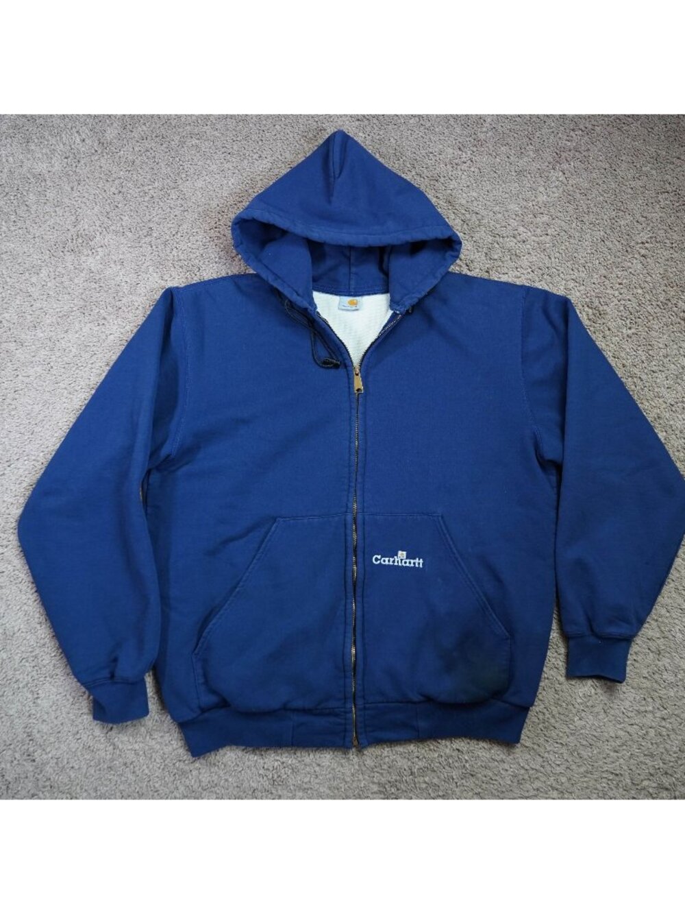 Carharrt Thermal Lined Hoodie Mens XL Blue Full Zip Heavyweight Jacket Workwear